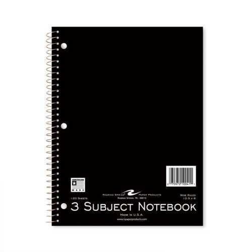 Spiral Notebook, 3-Subject, 120 pages