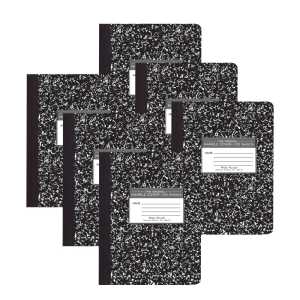 Marble Composition Book, Black, Pack of 6