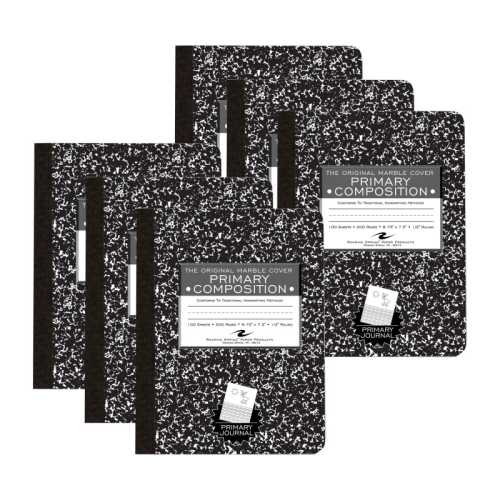 Marble Composition Book, Picture Story Ruled, Pack of 6