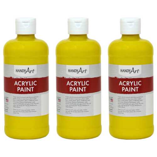 Acrylic Paint 16 oz, Chrome Yellow, Pack of 3