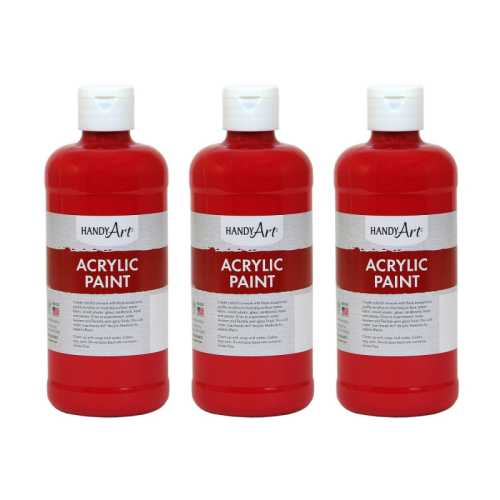Acrylic Paint 16 oz, Brite Red, Pack of 3