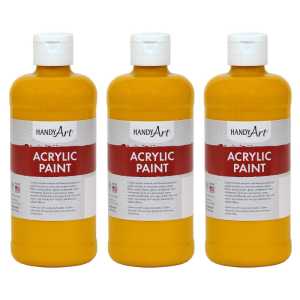 Acrylic Paint 16 oz, Deep Yellow, Pack of 3