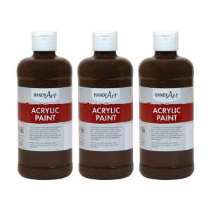 Acrylic Paint 16 oz, Burnt Umber, Pack of 3