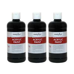 Acrylic Paint 16 oz, Mars Black, Pack of 3