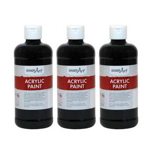 Acrylic Paint 16 oz, Mars Black, Pack of 3
