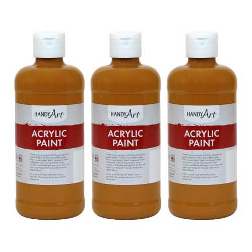 Acrylic Paint 16 oz, Raw Sienna, Pack of 3