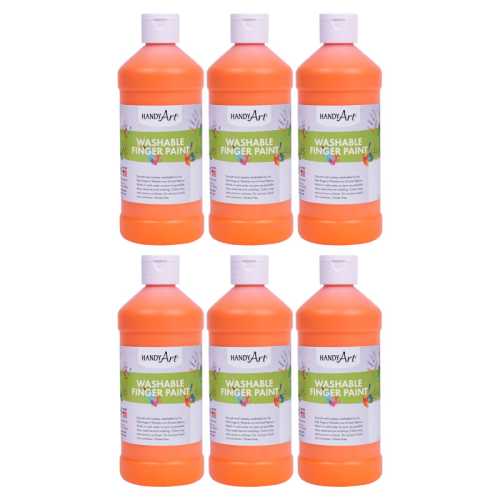 Washable Finger Paint, Orange, 16 oz., Pack of 6