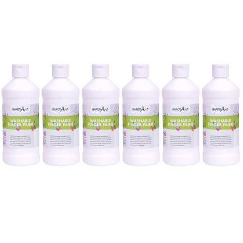 Washable Finger Paint, White, 16 oz, Pack of 6