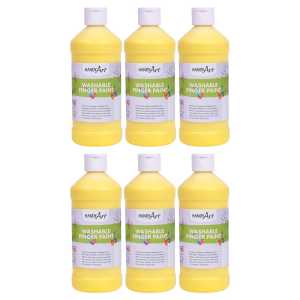 Washable Finger Paint, Yellow, 16 oz., Pack of 6