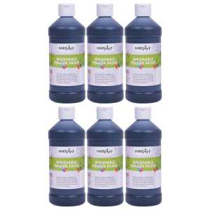 Washable Finger Paint, Black, 16 oz., Pack of 6