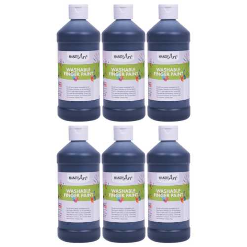Washable Finger Paint, Black, 16 oz., Pack of 6