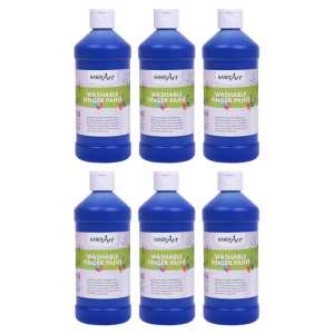 Washable Finger Paint, Blue, 16 oz., Pack of 6
