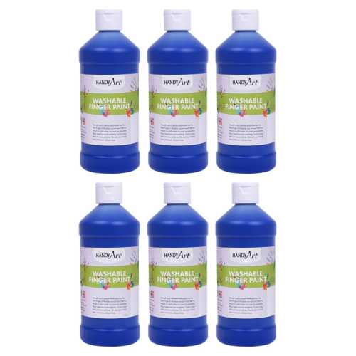 Washable Finger Paint, Blue, 16 oz., Pack of 6