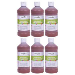 Washable Finger Paint, Brown, 16 oz., Pack of 6