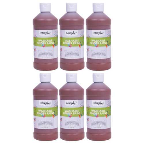 Washable Finger Paint, Brown, 16 oz., Pack of 6
