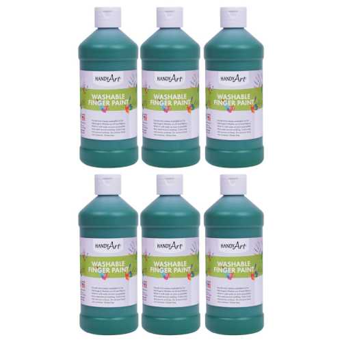 Washable Finger Paint, Green, 16 oz., Pack of 6