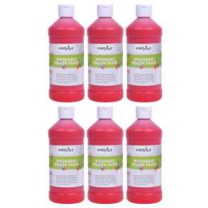 Washable Finger Paint, Red, 16 oz., Pack of 6
