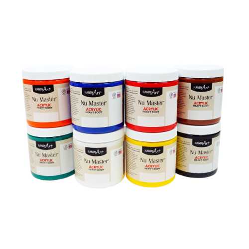 Nu Master Heavy Body Acrylic Paint, Basic Colors, 8 oz, Set of 8