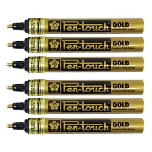 Pen-touch Paint Marker, Med 2.0mm, Gold, Pack of 6