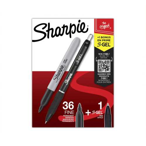 Fine Point Permanent Markers, Black, 36 Count