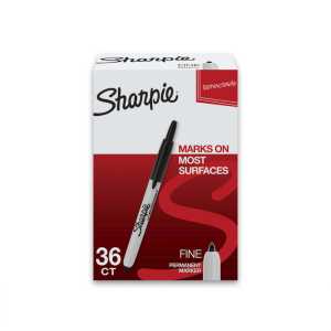 Retractable Fine Point Permanent Markers, Black, 36 Count