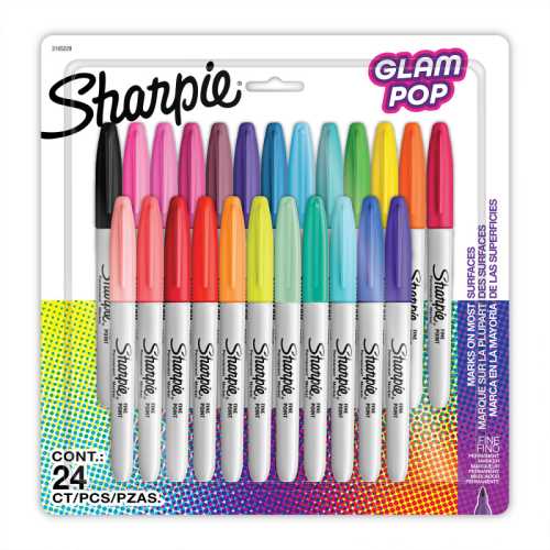 Glam Pop Permanent Markers, Fine Point, 24 Count