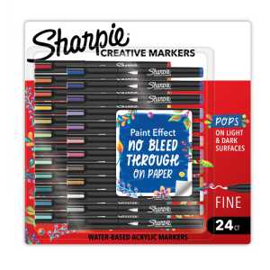 Creative Acrylic Markers, Fine Tip, Combo Colors, 24 Count