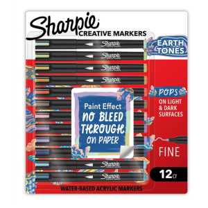 Creative Acrylic Markers, Fine Tip, Earth Tone Colors, 12 Count
