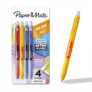 InkJoy Gel Retractable Pens, 0.7 mm, Retro Accents, 4 Count
