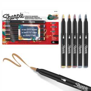 Creative Acrylic Markers, Brush Tip, Warm Tone Colors, 5 Count