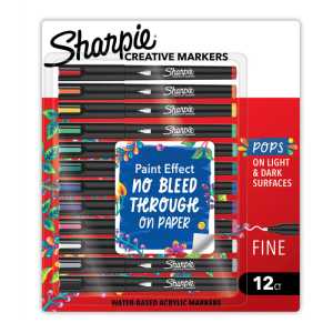 Creative Acrylic Markers, Fine Tip, Core Colors, 12 Count