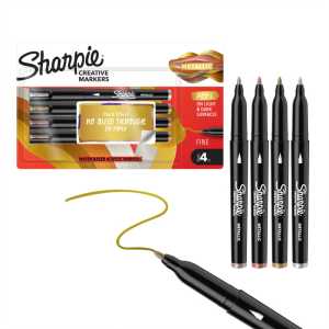 Creative Acrylic Markers, Fine Tip, Metallic Colors, 4 Count