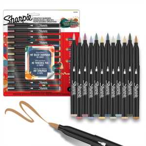 Creative Acrylic Markers, Brush Tip, Warm Tone Colors, 12 Count