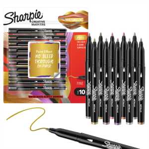 Creative Acrylic Markers, Fine Tip, Metallic Colors, 10 Count