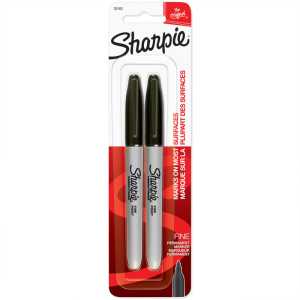 Fine Point Permanent Markers, Black, 2 Count