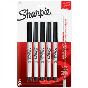 Ultra Fine Point Permanent Markers, Black, 5 Count