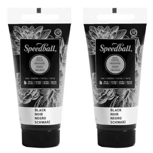 Water-Soluble Block Printing Ink, 1.25 oz, Black, Pack of 2