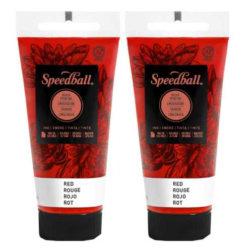 Water-Soluble Block Printing Ink, 1.25 oz, Red, Pack of 2