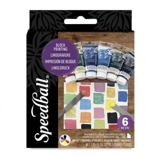 Water-Soluble Block Printing Ink, Starter Colors, 1.25 oz, Set of 6