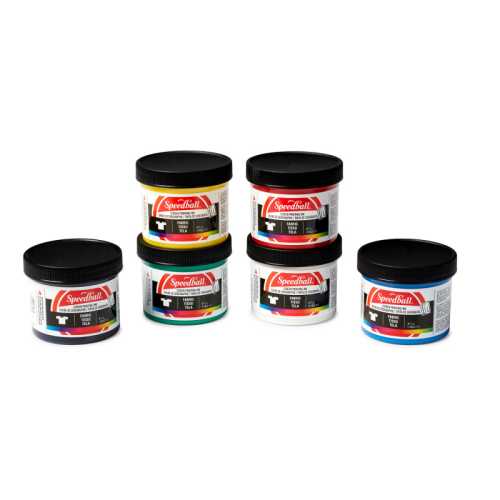 Fabric Screen Printing Starter Ink, Assorted Colors, 4 oz, Set of 6