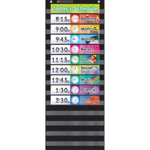 Daily Schedule Pocket Chart with Cards, Black