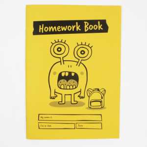 Little Monsters Homework Book, A4 Plus, 48 Pages, Alternating Lined and Plain Pages, Yellow