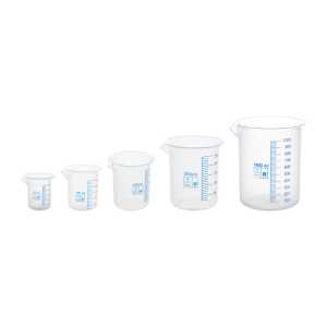 Beakers, Polypropylene, 50, 100, 250, 500, 1000ml, Set of 5