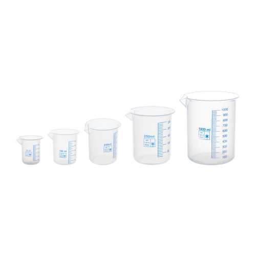 Beakers, Polypropylene, 50, 100, 250, 500, 1000ml, Set of 5