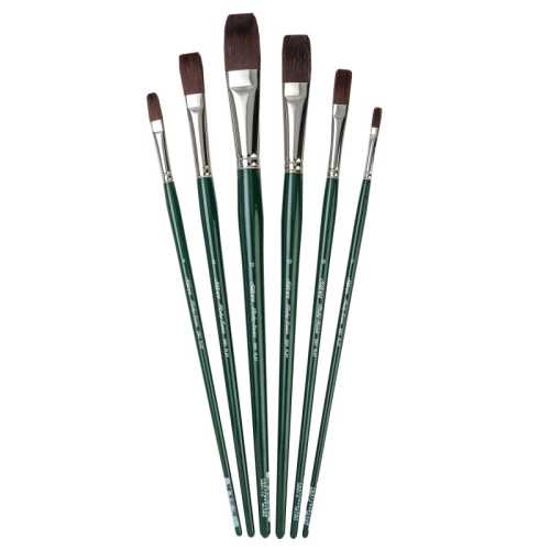 Ruby Satin Long Flats, 6 Brushes