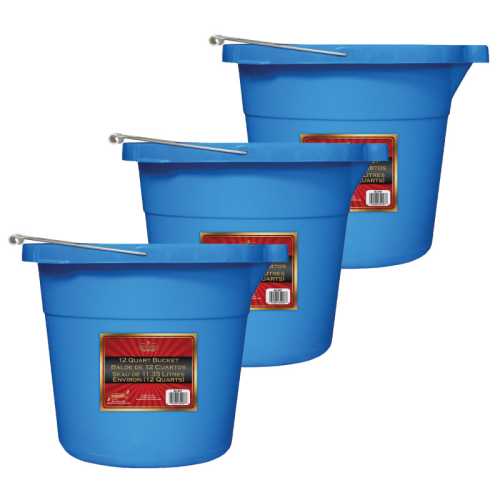 Multi-Purpose Buckets, 12 qt, Blue, Pack of 3