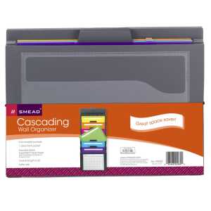 Cascading Wall Organizer, 6 Pockets, Letter, Gray/Bright
