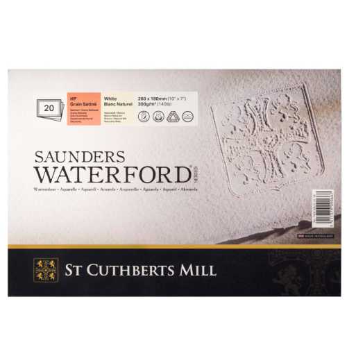 Saunders Waterford Watercolor Block, Hot Pressed, White, 140lb/300gsm, 20 Sheet, 10x7 inch, 1 Count