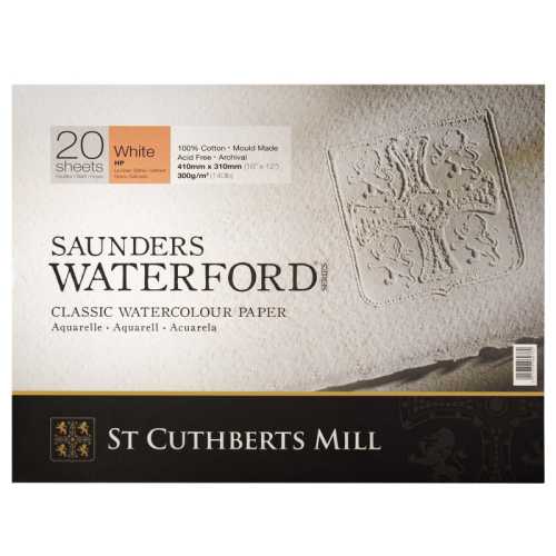 Saunders Waterford Watercolor Block, Hot Pressed, White, 140lb/300gsm, 20 Sheet, 16x12 inch, 1 Count