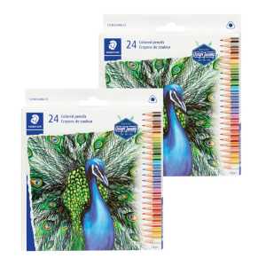 Triangular colored pencils, 24 colors, 2 Sets